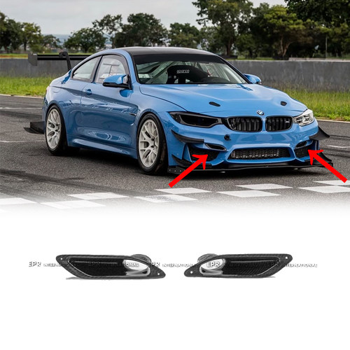 适用于宝马BMW F80 M3 F82 M4 干碳纤维前杠风口导风槽改装进气口