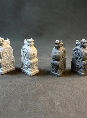 仿古门当石桌面小摆件国风门墩一对招财貔貅抱鼓石微景观造景装饰