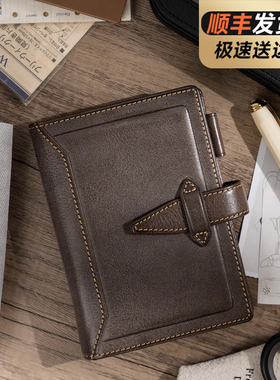 日本Raymay藤井Davinci达芬奇肉肉马Roroma手账限定巧克力棕Climb纹理款 真牛皮活页M5A6圣书A7