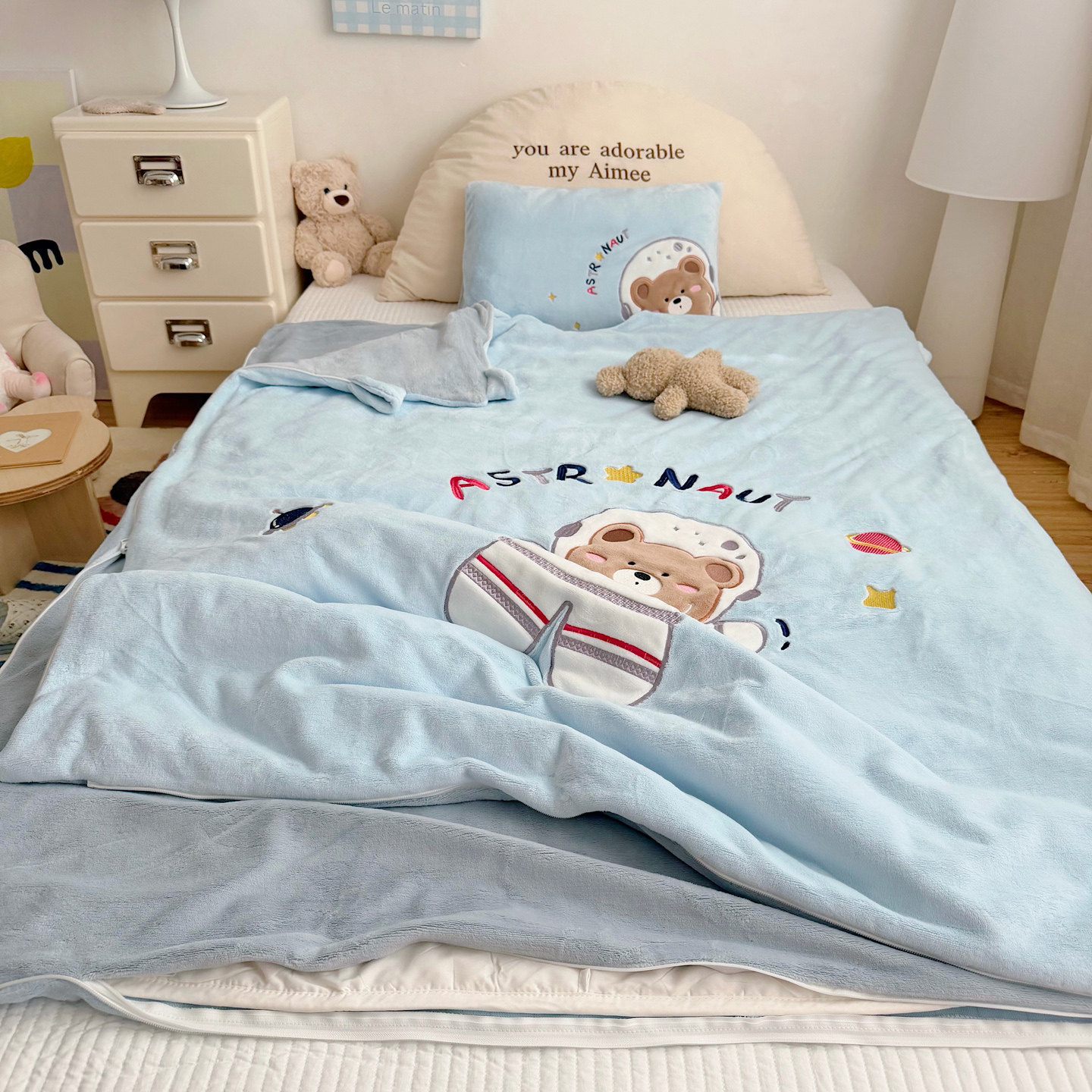 绒布加厚儿童睡袋秋冬季防寒保暖青少年成人大人大码防踢被牛奶绒