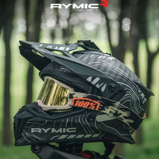 RYMIC睿觅X60摩托车碳纤维拉力盔长途摩旅越野双镜片防雾头盔男女