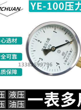 YE100负压膜盒压力表 天然气真空表-10/-16/-25/-40/-60-0KPA亿川