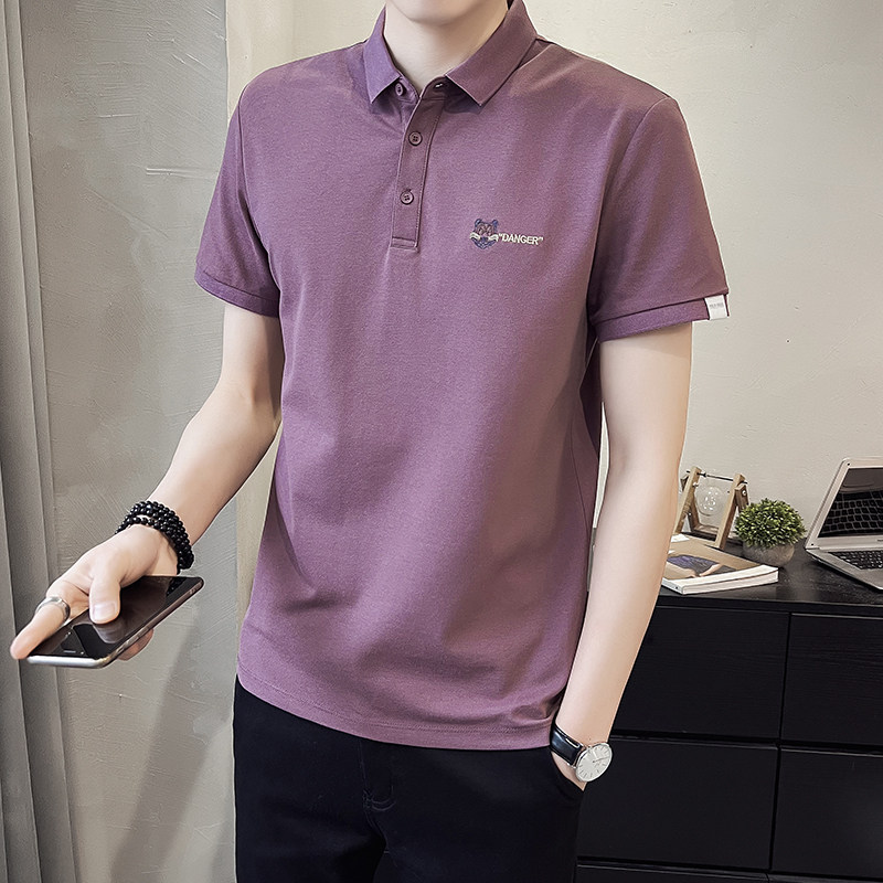男士翻领POLO衫夏季高端休闲修身珠地棉保罗衫潮流带领短袖t恤潮