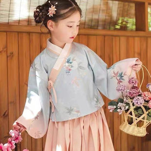 汉服儿童改良拜年汉服古风超仙女童装小枫灵秋冬明制衫裙两件套装