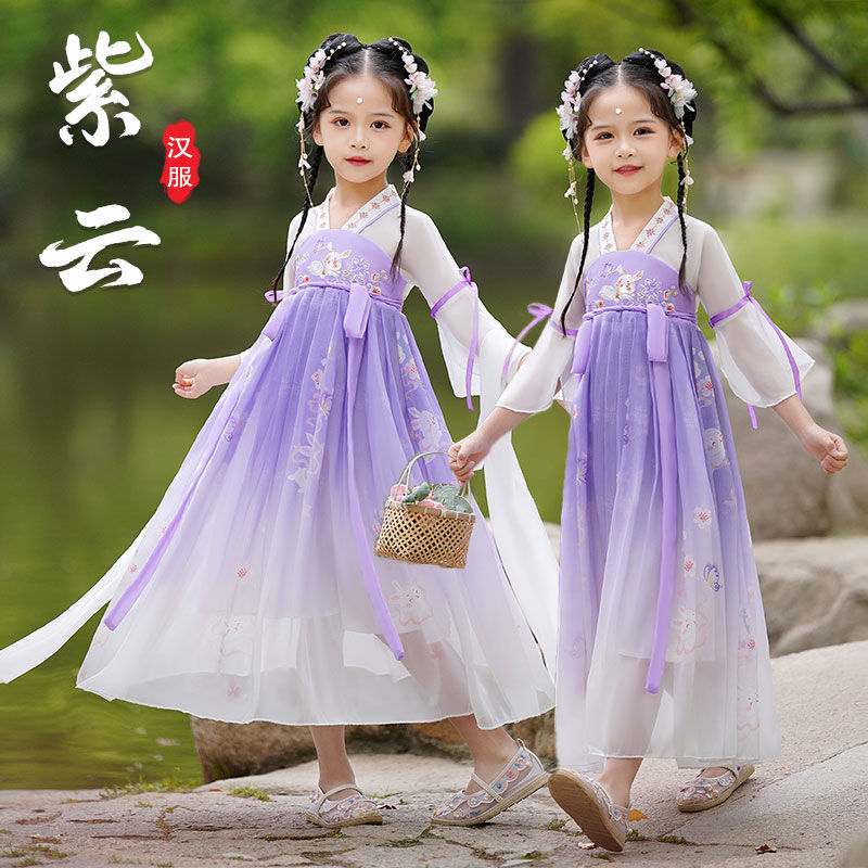 汉服女童夏儿童古风超仙襦裙中国风2023新款花神古装连衣裙春女款