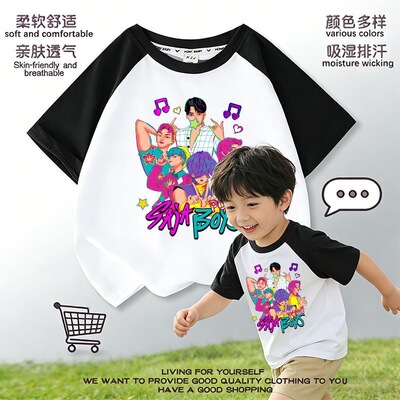 kpop猎魔女团周边儿童短袖t恤demon hunters夏季新款男女童上衣潮