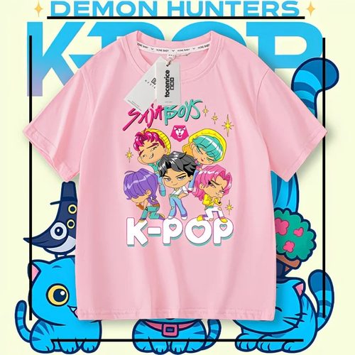 猎魔女团猎魔男团KPOP SAJA BOYS短袖T恤男女童夏季新款儿童上衣9