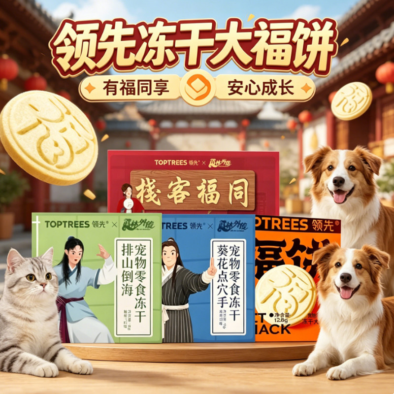 领先冻干大福饼宠物狗狗零食成幼小猫咪礼盒月饼通用零食正品包邮