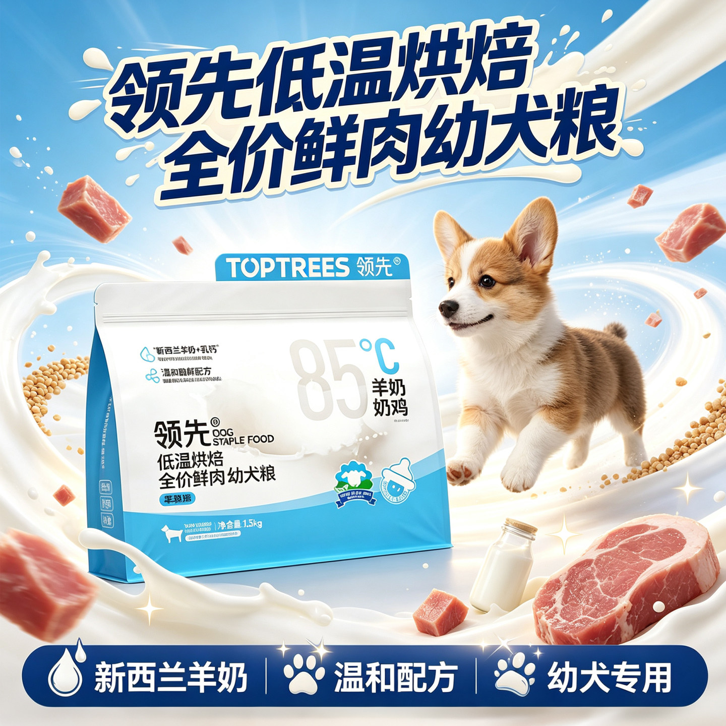 领先低温烘焙全价幼犬鲜肉狗粮
