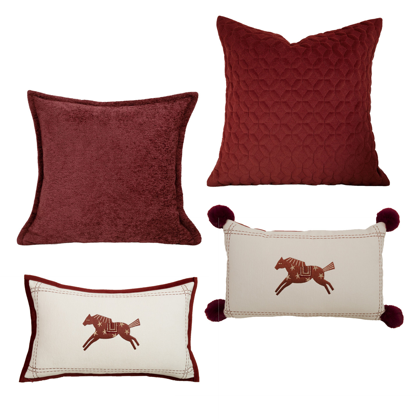 2026新品红色喜庆马年暗红绣花抱枕客厅沙发靠垫新年靠枕高级腰枕,居家布艺,靠垫/抱枕,淘宝优惠券,粉丝福利购,淘宝优惠卷