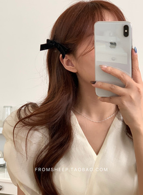 黑色丝绒蝴蝶结发夹女韩式耳边夹头发夹子发饰边夹侧边鸭嘴夹头饰