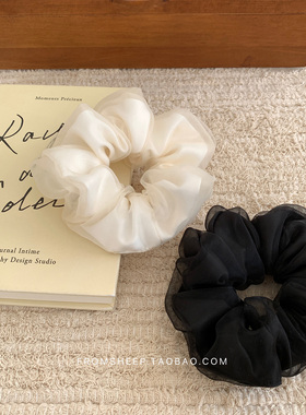 法式网纱黑色大肠发圈女高级感头花发绳发饰马尾皮筋发圈头绳头饰