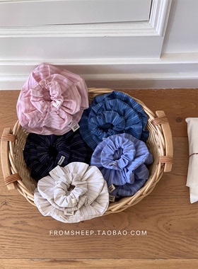 FromSheep~韩系条纹大肠发圈女超大号粉色头花发圈扎头绳发绳发饰