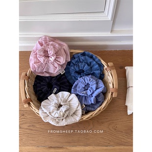 FromSheep 韩系条纹大肠发圈女超大号粉色头花发圈扎头绳发绳发饰