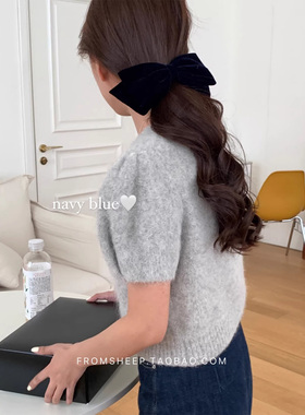 定制款~大号黑色丝绒蝴蝶结发夹女秋冬韩系后脑勺夹子弹簧夹发饰