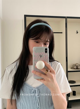 FromSheep~韩国蓝色缎面细发箍女高级感气质发捆头箍简约发卡头饰