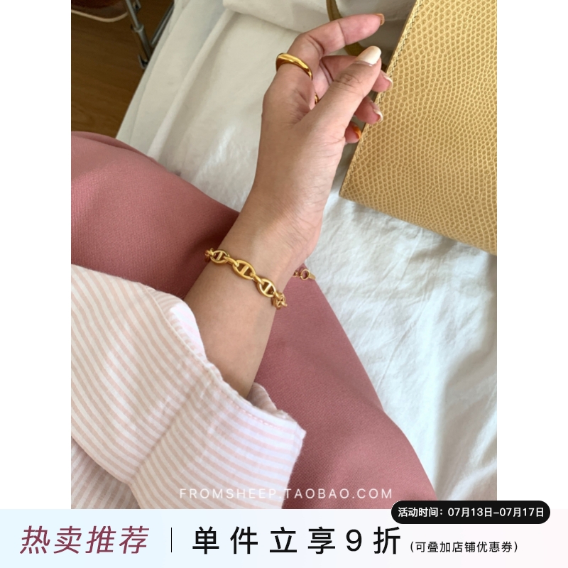 一眼心动时髦气质ins猪鼻子手链