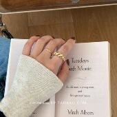 韩国金色麻花戒指女小众精致设计指环高级开口食指气质戒子ins风