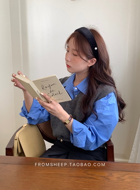 FromSheep黑色丝绒珍珠发箍女宽边压发高颅顶头箍ins气质发卡发饰