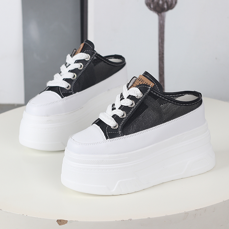 休闲超高跟小白鞋内增高12CM