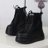 女单鞋 超高跟内增高13CM小个子高帮休闲鞋 秋冬厚底显瘦皮面小白鞋