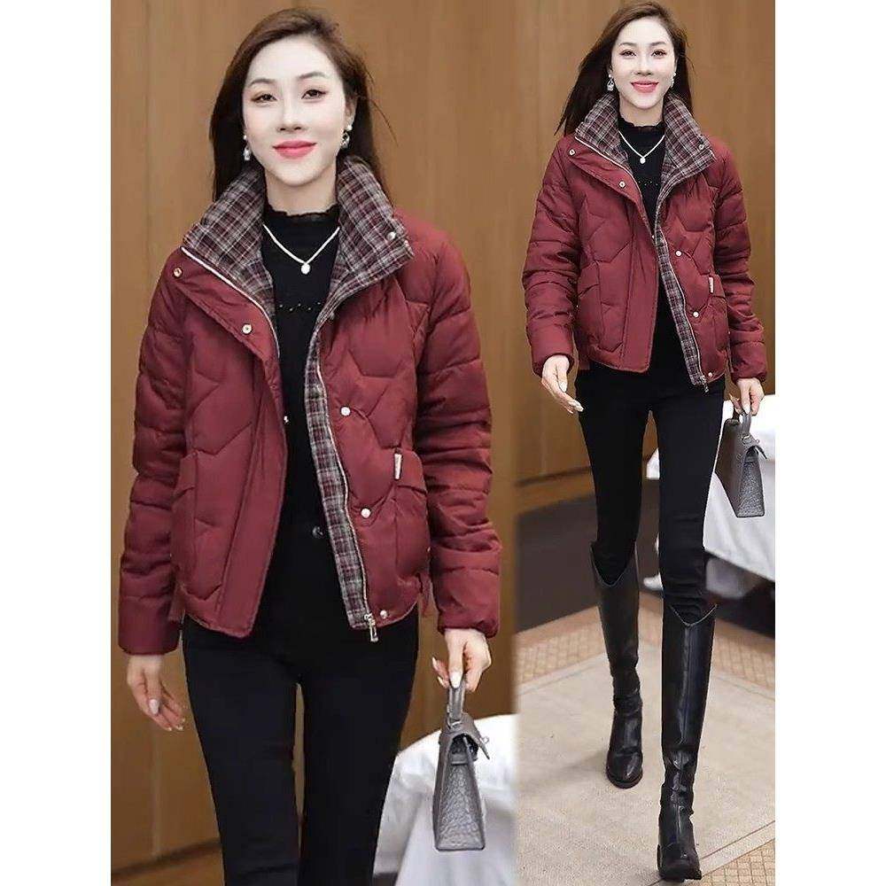 香港代购时尚羽绒棉服女冬季新款保暖显瘦休闲立领短款棉衣外套潮
