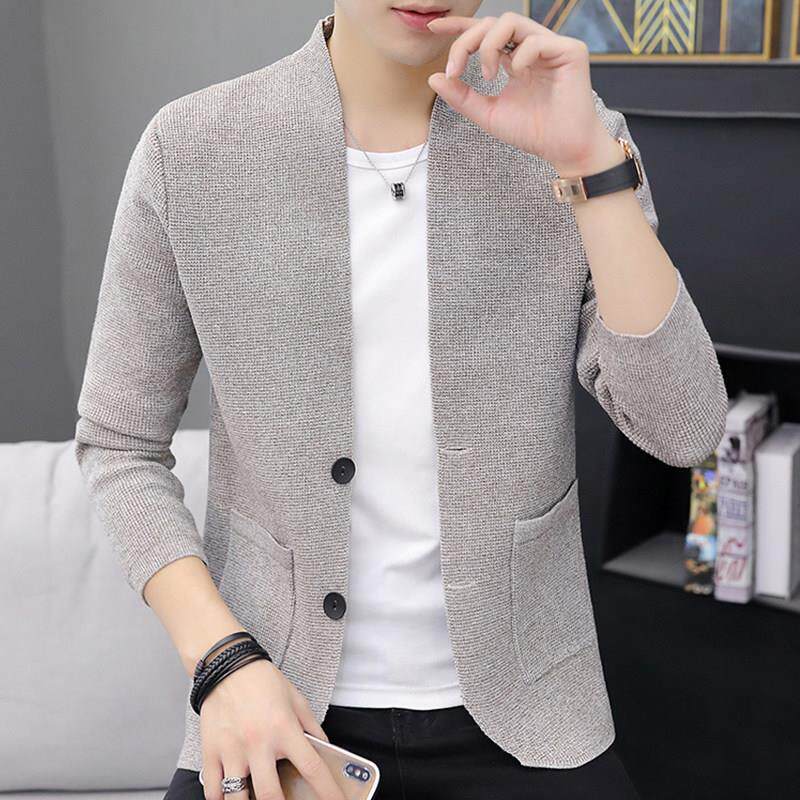 针织开衫男2025新款春秋季薄款潮牌潮流修身短款羊毛男士毛衣外套