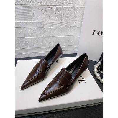 潮牌欧美风高跟鞋2025春夏细跟深口尖头单鞋气质中跟通勤职业女鞋