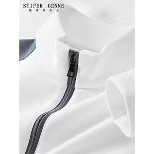 斯蒂芬立领半拉炼POLO衫男春秋季新款高级感休闲潮流男士长袖T恤