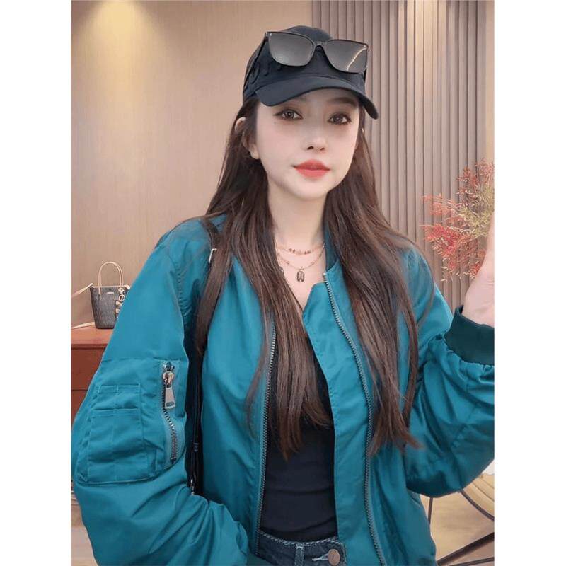 韩国覆古立领棒球服女春秋新款时尚休闲显瘦百搭高级感飞行服上衣