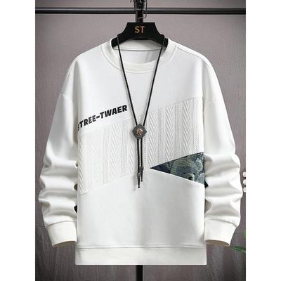 高级感卫衣男春秋款无帽2025新款潮牌拼接宽松加绒长袖休闲男上衣