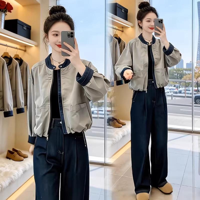 香港代购韩版宽松短款外套女2026春立领拉链显瘦遮肉休闲夹克上衣