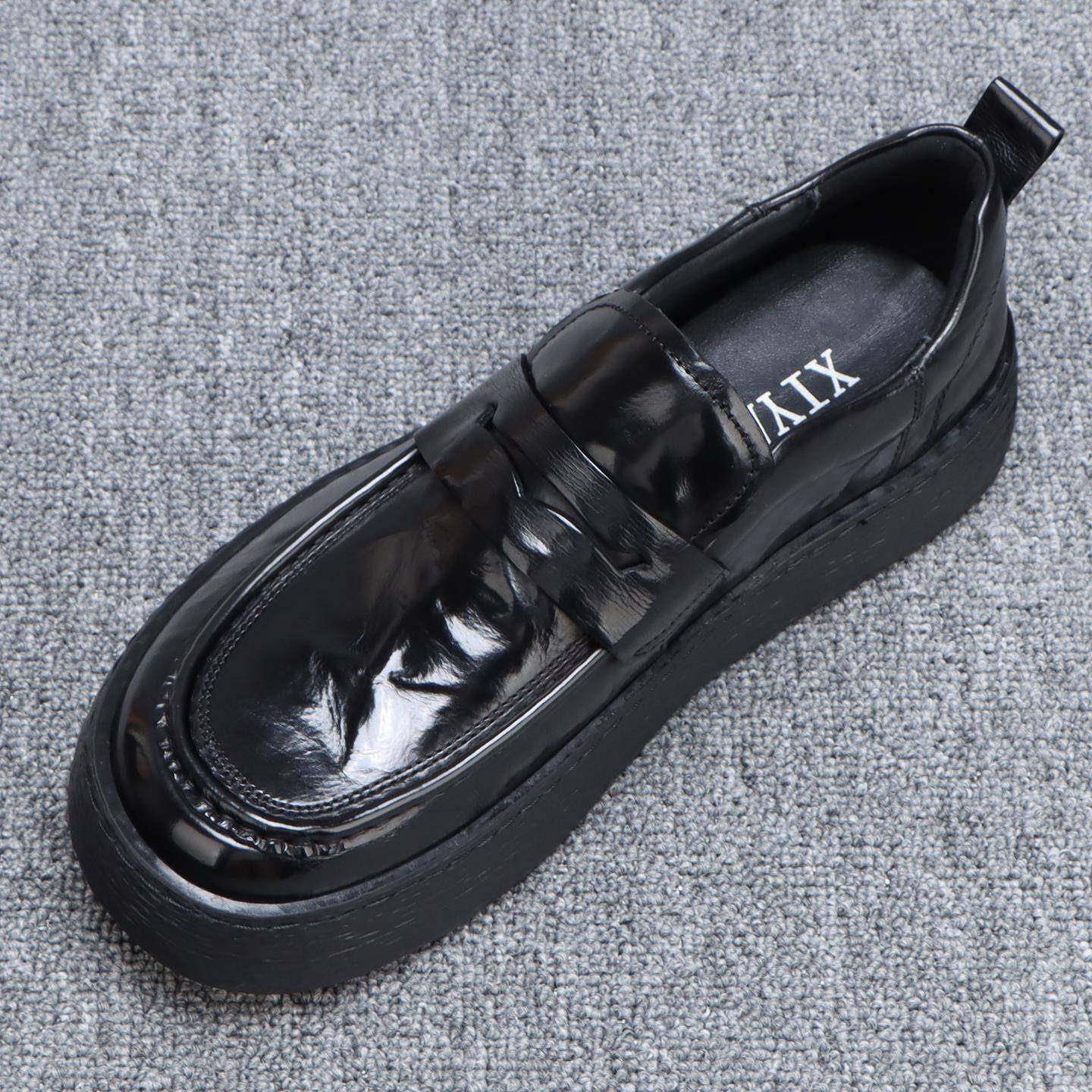 潮流复古厚底男士乐福鞋2025秋冬季新款软底美式休闲一脚蹬真皮鞋,流行男鞋,乐福鞋（豆豆鞋）,淘宝优惠券,粉丝福利购,淘宝优惠卷