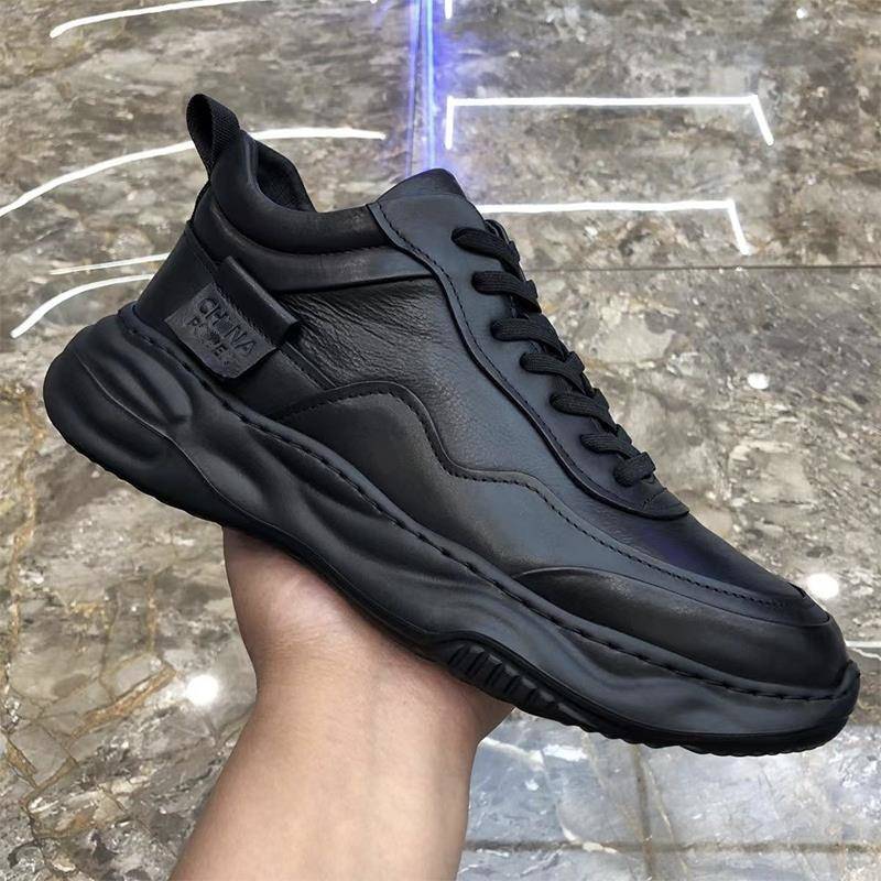 真皮男鞋冬季新款加绒保暖潮鞋男百搭透气软底软面男士休闲运动鞋