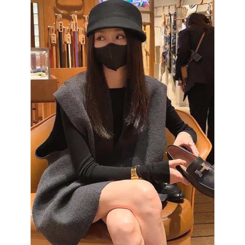 欧洲站秋装女2025新款洋气减龄小个子毛呢外套配打底两件套装裙子