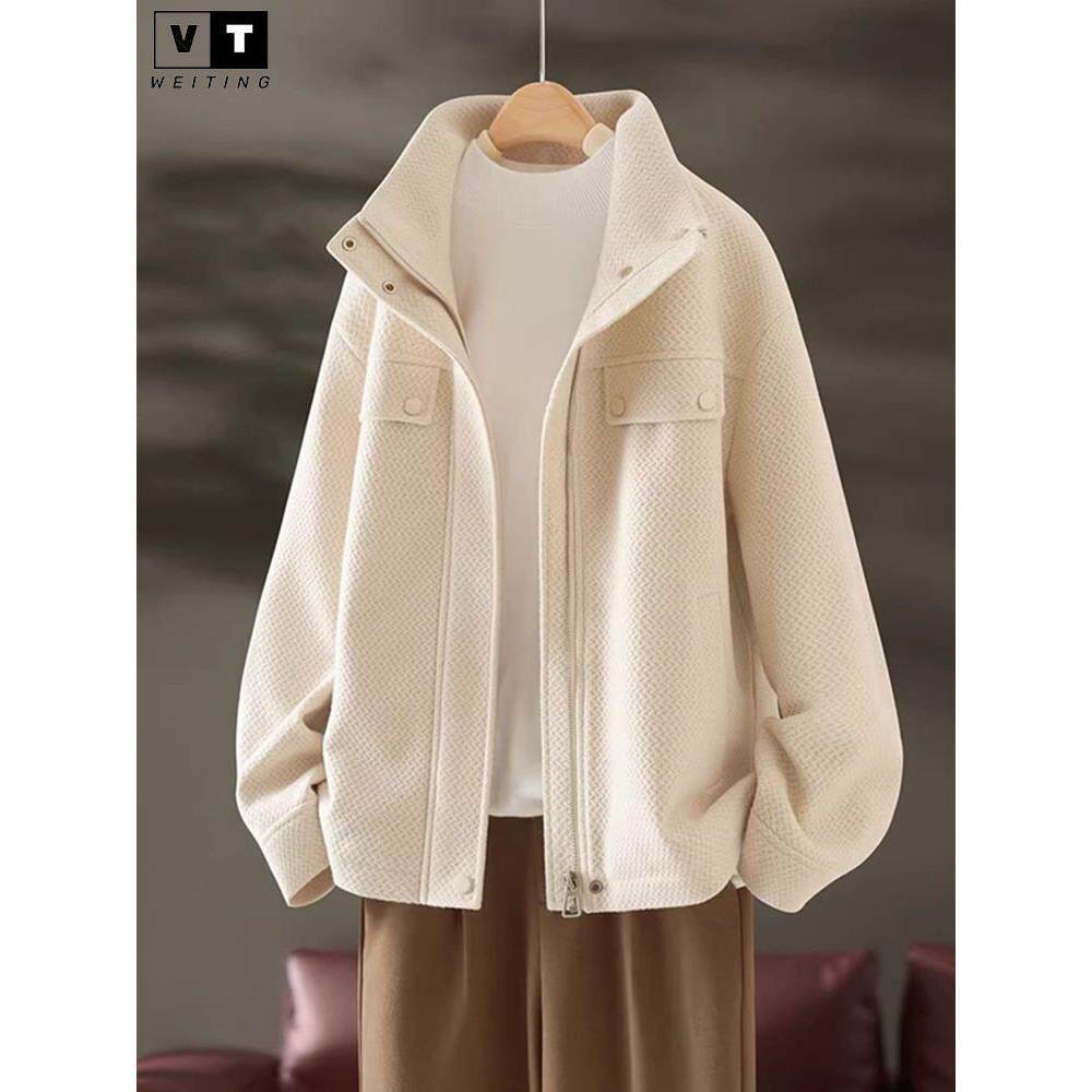 WEI TING小香风夹棉短款外套女春秋2024新款高级感夹克休闲棒球服