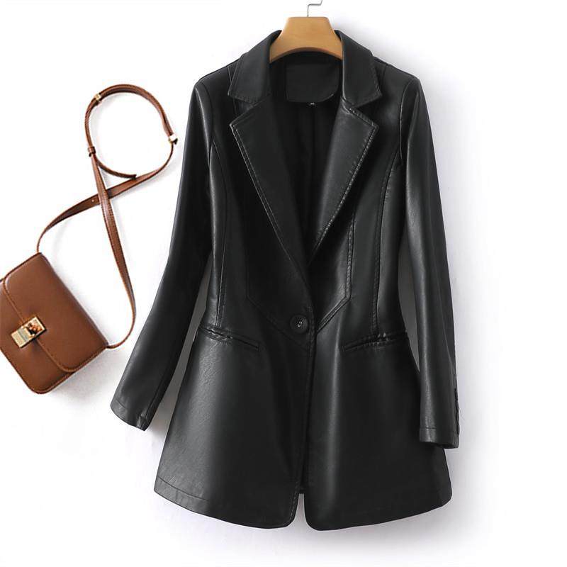 韩国皮衣西装外套女2025春秋新款修身显瘦百搭高级感洋气皮夹克潮