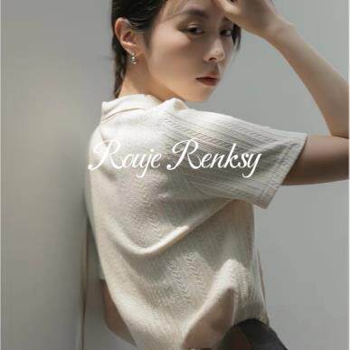 法国Rouje Renksy法式polo领针织衫女夏短袖正肩条纹大尺码上衣舒