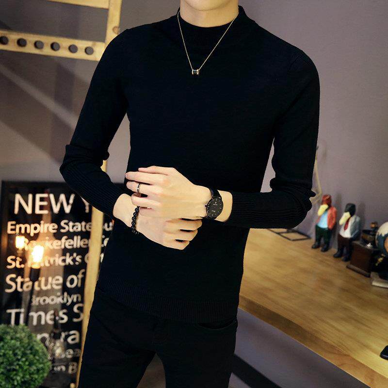 半高领毛衣男款2025新款秋冬季纯色修身打底衫中领男士针织羊毛衫