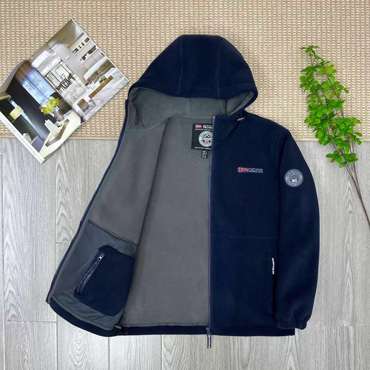 MAROLIO~出口挪威！秋冬连帽抓绒外套男户外防寒保暖加厚夹克上衣