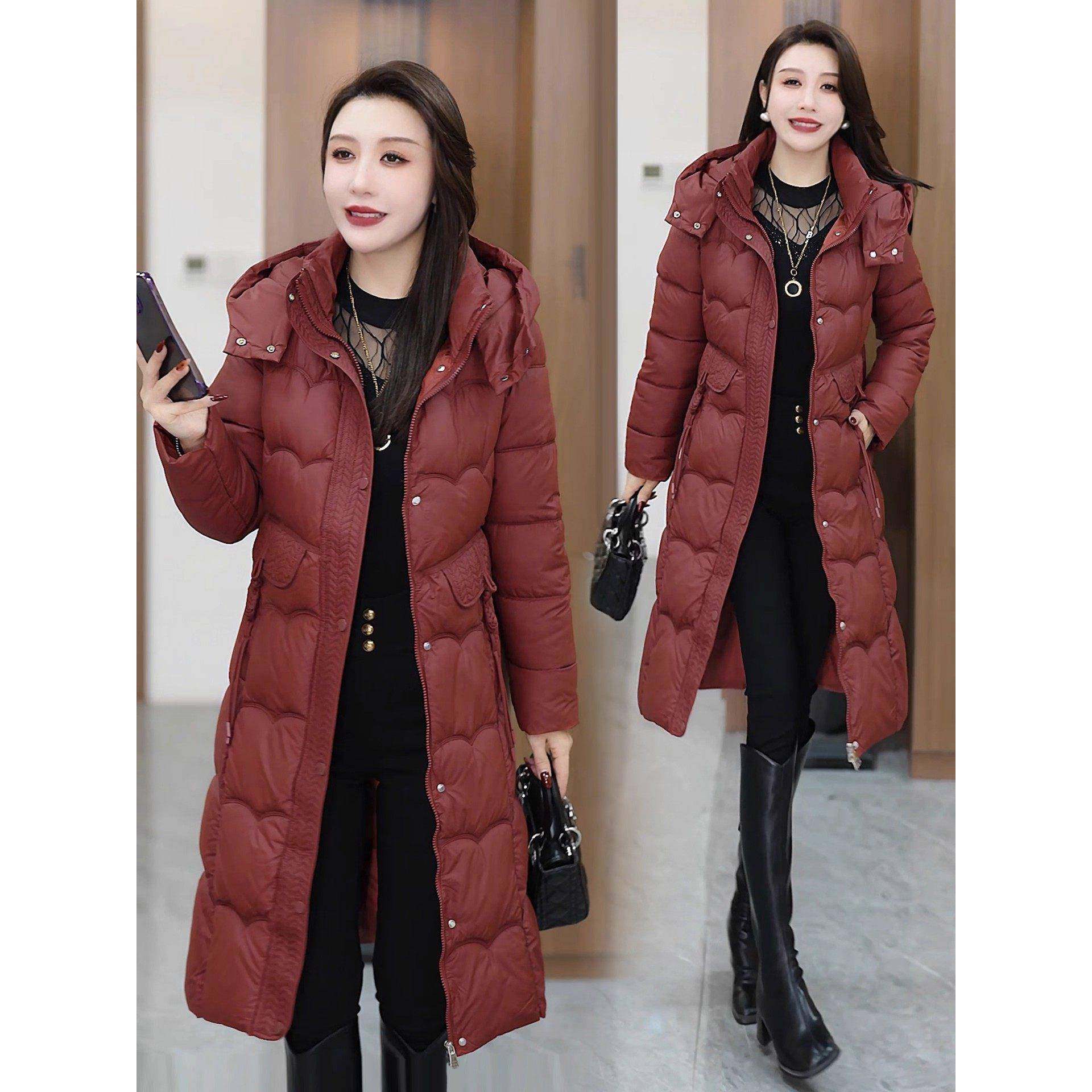 香港代购时尚羽绒棉服女冬季新款连帽显瘦中长款加厚保暖棉袄外套