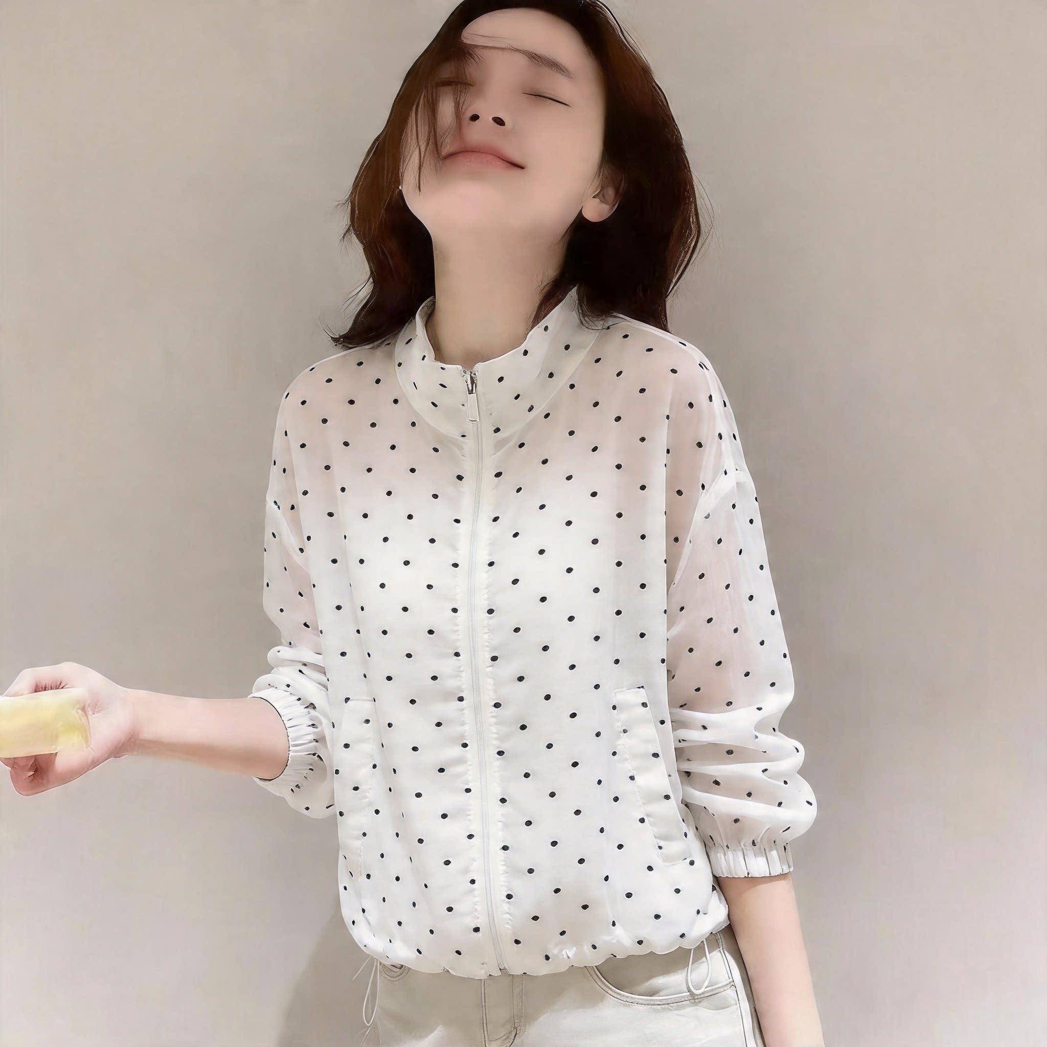 2026夏季新款韩版甜美波点长袖衬衫女薄款小个子休闲短外套防晒衣