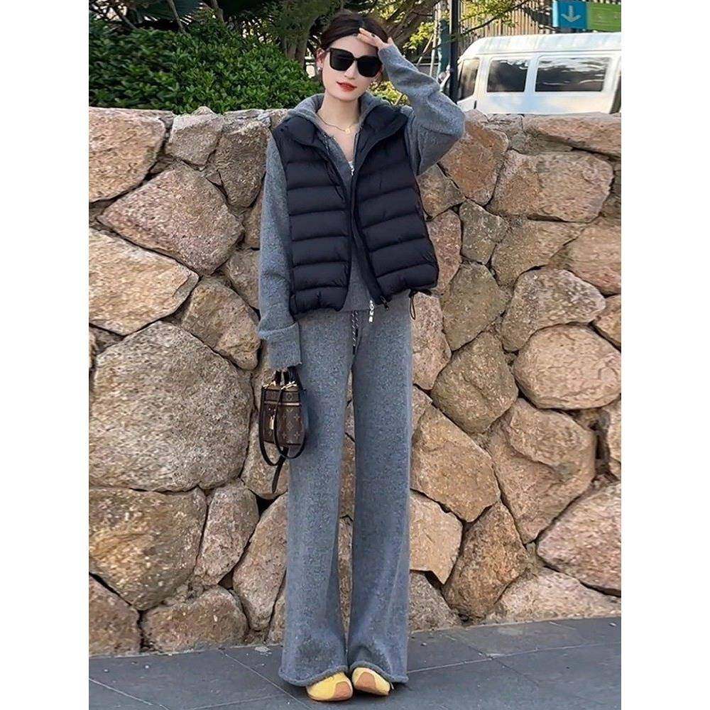 香港代购时尚休闲运动套装女秋新款洋气显瘦连帽卫衣阔腿裤两件套