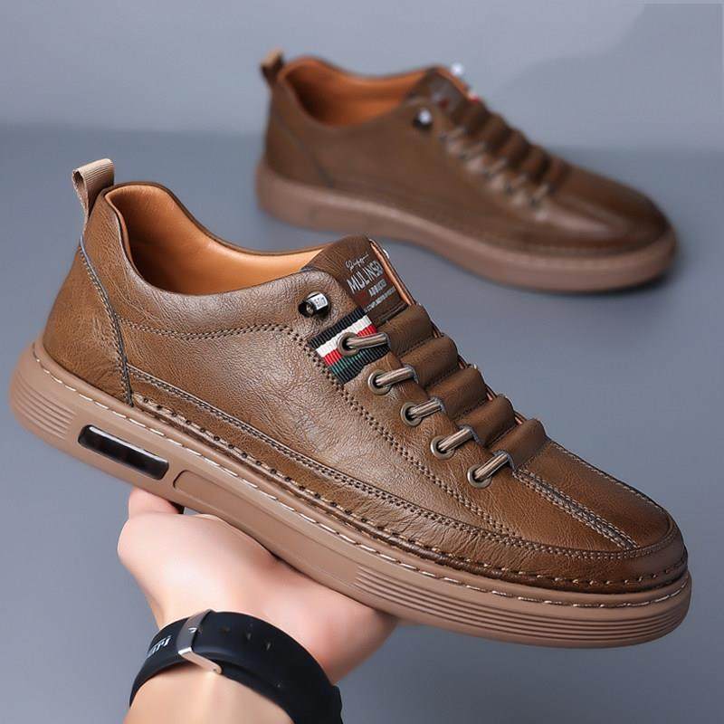 香港潮牌男鞋2024春季新款真皮软底皮鞋男式四季全配领航休闲鞋
