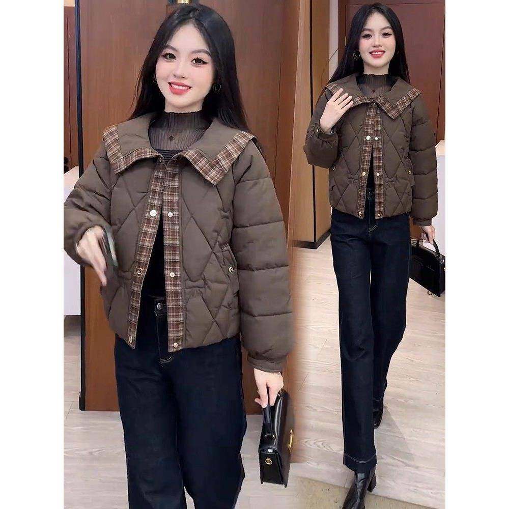 香港代购时尚短款羽绒棉服女冬季新款洋气显瘦翻领保暖棉袄外套潮