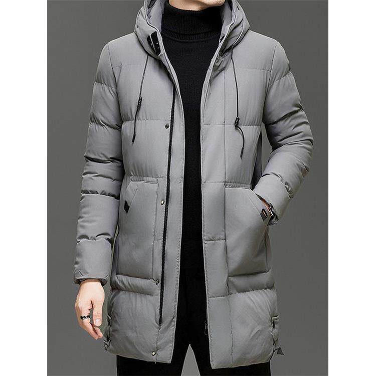 香港冬季中长款加厚羽绒棉服男士新款防风连帽风衣加大码棉袄棉衣