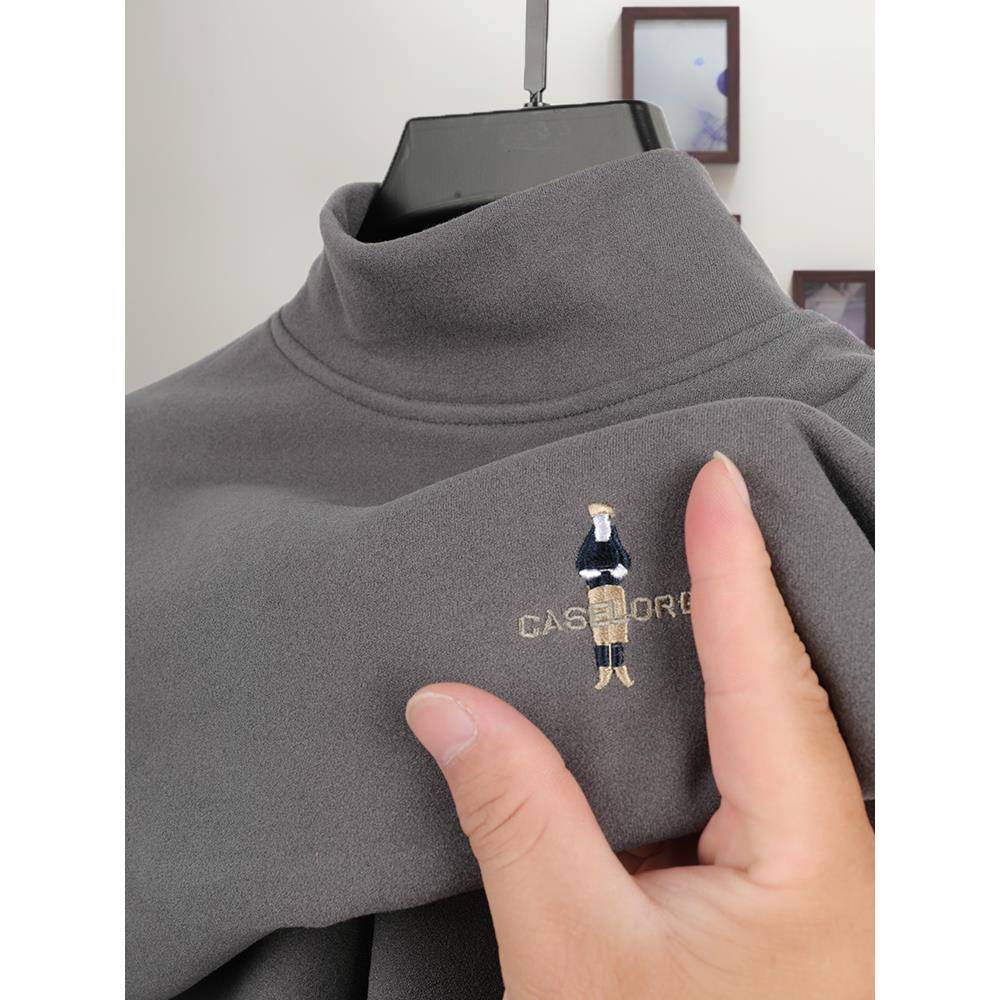 MAROLIO~出口挪威！冬季高档磨毛德绒打底衫加绒半高领双面绒男士