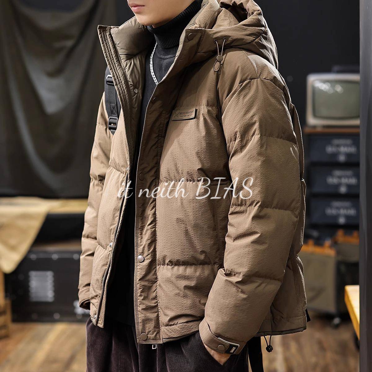 它newith Bias美国覆古短连帽羽绒服男子2024年冬季新保暖夹克