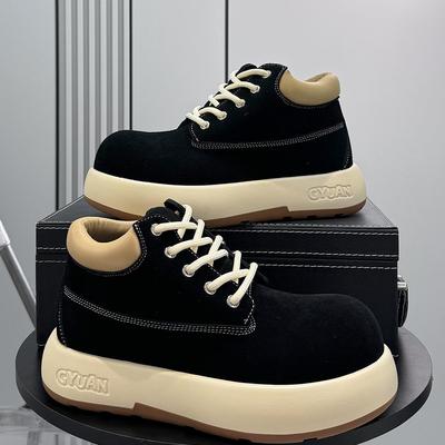 潮牌2025秋冬季新款马丁靴丑萌大头靴男Q版短靴厚底内增高大黄靴