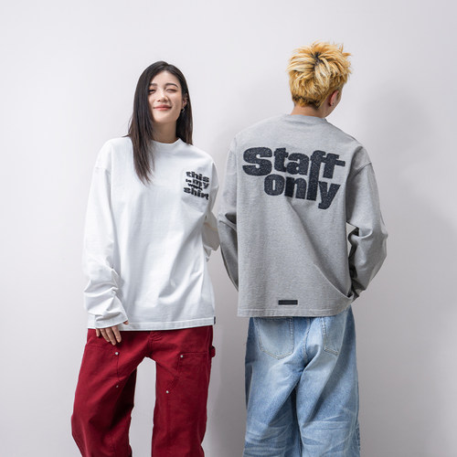 Makemore乱绣staff系列长袖T恤男